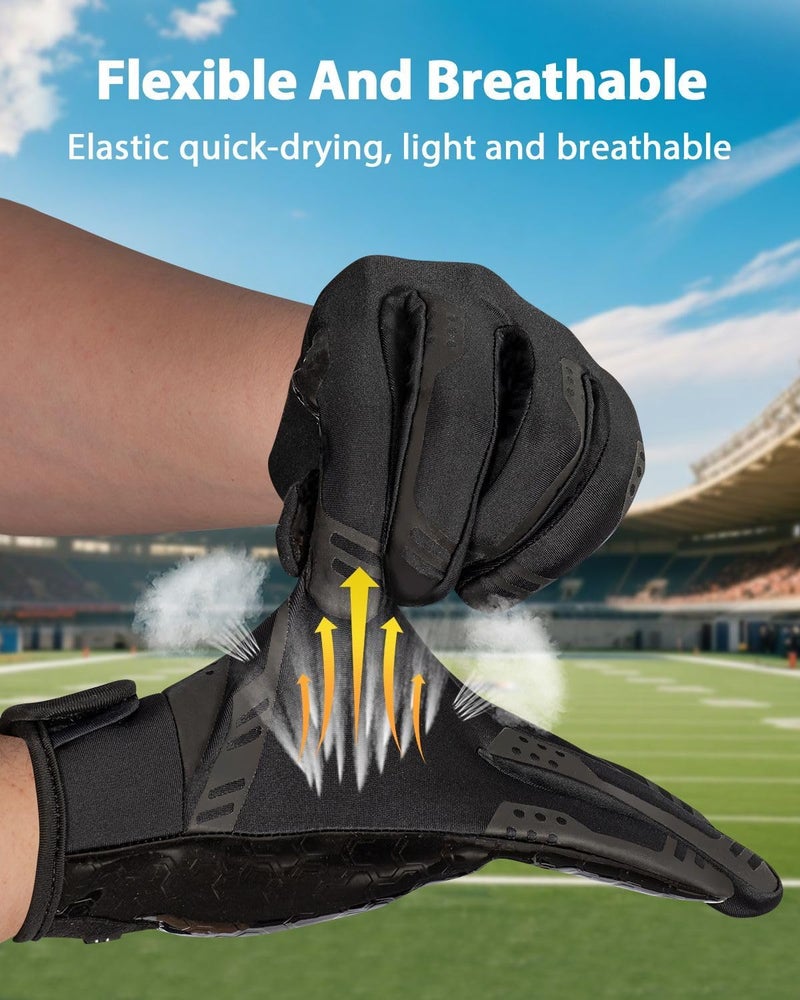 Pixel Panda Football Gloves Adult Youth, Black White Receiver Football Gloves Men with Pro-Grade Sticky Grip, Breathable Wide Receiver Glove Gifts for High Training Performance - Image 3